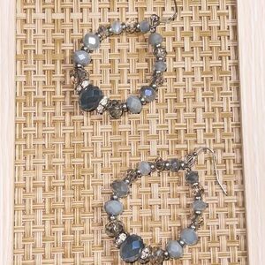 Gray and Silver Delicate Earrings with Beaded Design